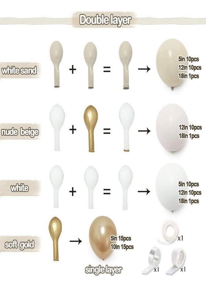 Partycus White Sand Gold Balloon Arch - Double Stuffed Matte Cream Nude Beige White Pastel Neutral Balloon Garland Kit for Boho Baby Shower Birthday Gender Reveal Bridal Wedding Valentines New Year Party - Image 4